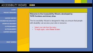 Accessibility Wizard main screen